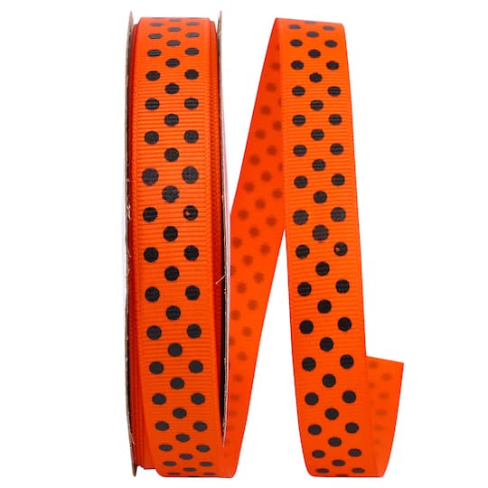 The Ribbon Roll 5/8&#x22; x 25yd. Grosgrain Halloween Confetti Dots Ribbon